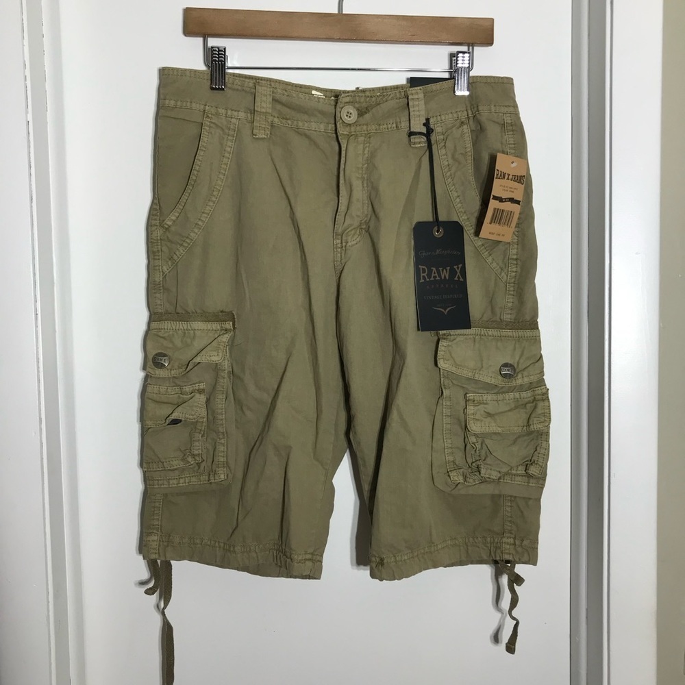 Raw X Vintage Inspired Cargo Shorts Mens Size 30 Color Stone NWT
